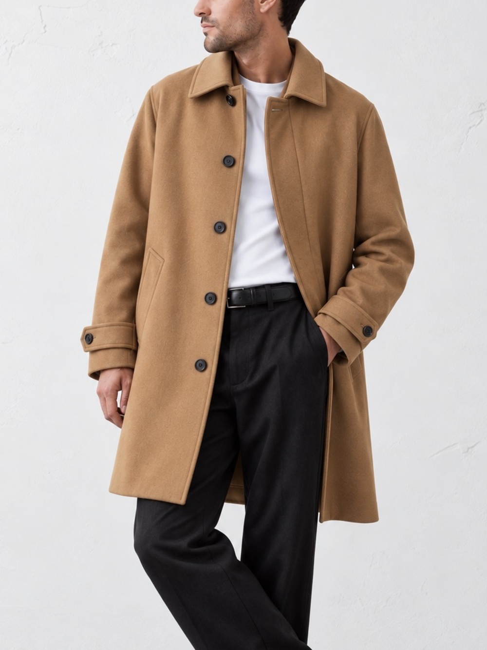 Banana Republic Mario Bellucci Italian Wool Camel Button Coat